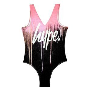 Hype Girls Script Paint Drip One Piece Bathing Suit / Multicolored
